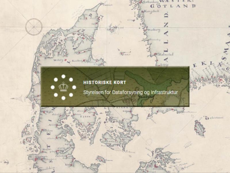 Logo: Historiske kort. Styrelsen for dataforsyning og infrastruktur